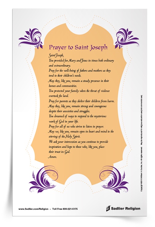 Feast of Saint Joseph Prayer Card photo about Printable Prayer to St. Joseph referred to as Feast of Saint Joseph Prayer Card
